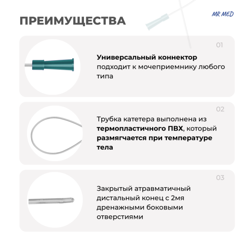 Катетер Нелатона 06 СН/Fr урологический мужской, длина 400 мм, MR MED