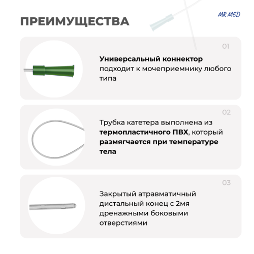 Катетер Нелатона 14 СН/Fr урологический мужской, длина 400 мм, MR MED